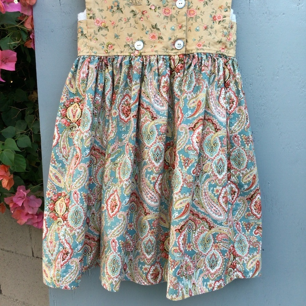 Paisley Handmade Sleeveless Little Cottage Peasant Dress - Picture 3 of 9